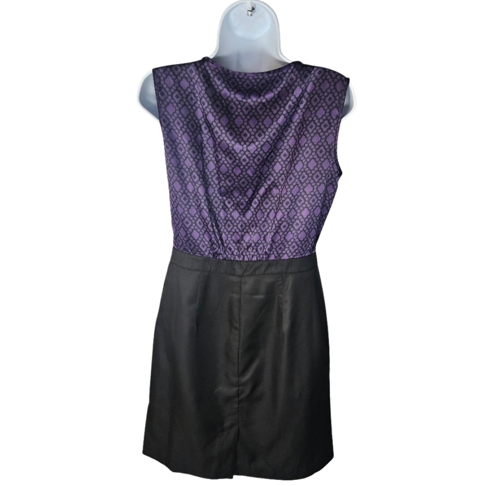 0005 Banana Republic Sleeveless Dress  Purple Black Party Office Workwear Size 4 - Picture 5 of 14